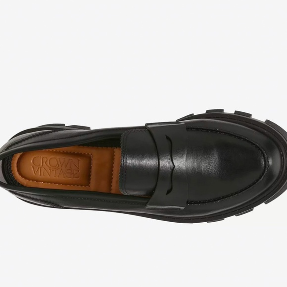 Loafer Black Lug Sole Chunky Penny Crown Vtg 8W Preppy Streetwear Classic Casual - Picture 6 of 8